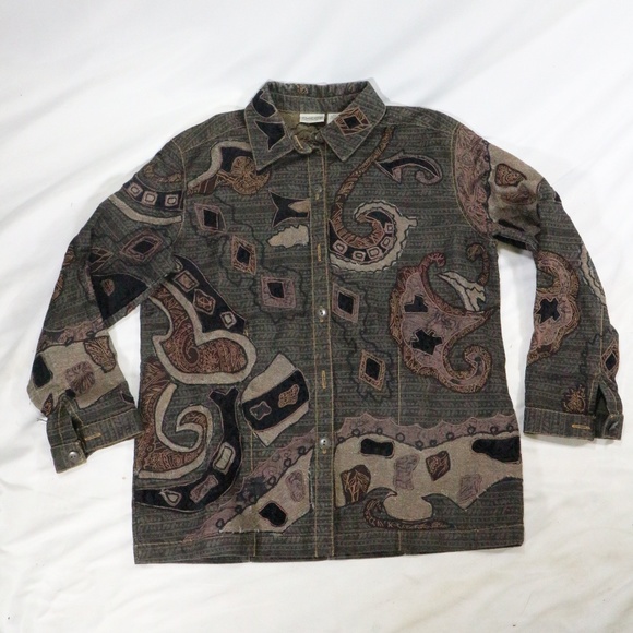 Chico's Jackets & Blazers - CHICOS Paisley Denim Button Down Jacket